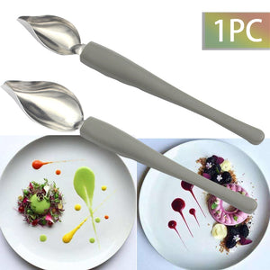 Lápiz de decoración para Chef, accesorios antideslizantes, herramientas de dibujo, Mini salsa portátil de acero inoxidable, pintura, cuchara de café, cocina, hogar