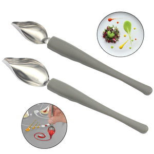 Lápiz de decoración para Chef, accesorios antideslizantes, herramientas de dibujo, Mini salsa portátil de acero inoxidable, pintura, cuchara de café, cocina, hogar